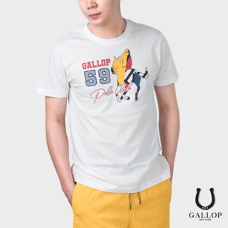 【ใหม่】GALLOP : เสื้อยืดผ้าคอตตอนพิมพ์ลาย Graphic Tee รุ่น GT9111 สีขาว ราคาปกติ 790.-