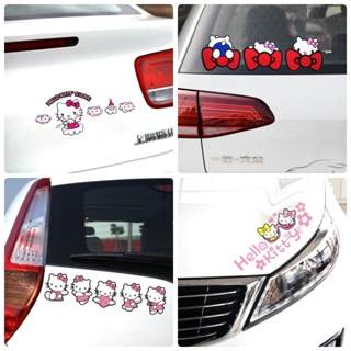 สติกเกอร์ติดกระจกรถยนต์ ลายการ์ตูน Hello Kitty น่ารัก สีชมพู สําหรับตกแต่งหน้าต่าง กันชนหลัง รถจักรยานยนต์