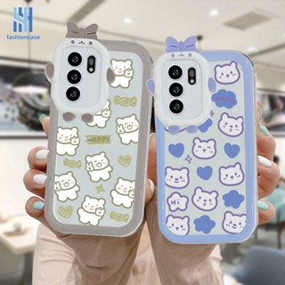 เคสโทรศัพท์มือถือ ซิลิโคน TPU ประดับโบว์ ลายหมีขาว แฟชั่น สําหรับ OPPO A57 A56 A55 A7 A5 A9 A31 A53 A33 2020 A15 A54 A5S A3S A76 A96 A16 A95 A77S A12 A1K A16E