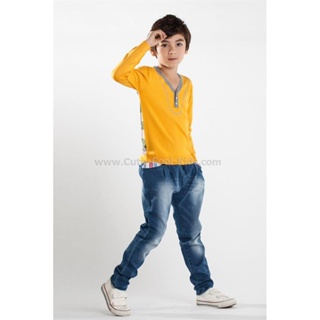 SH-063 เสื้อแขนยาวเด็กชาย สีเหลือง Size-130 (6-7Y)