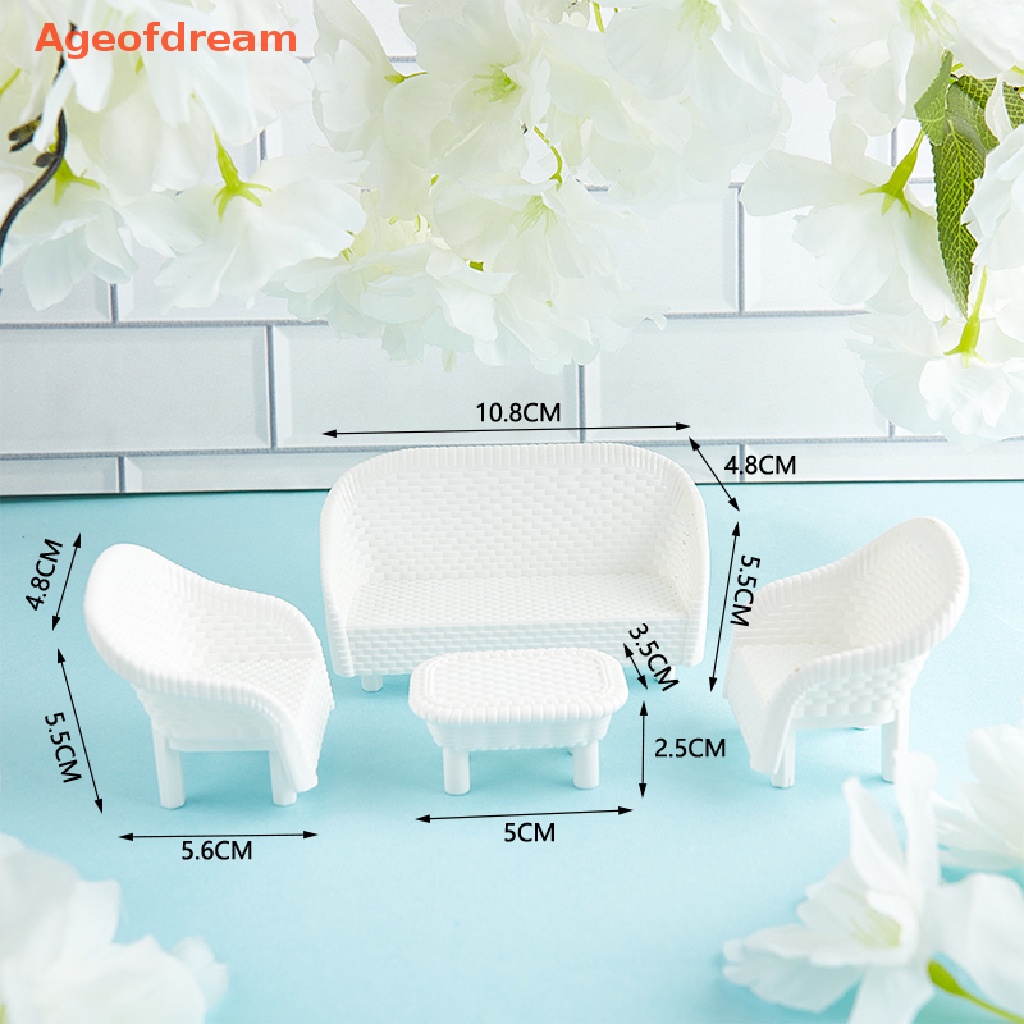 ageofdream-โมเดลโซฟาจิ๋ว-สีขาว-สําหรับตกแต่งบ้านตุ๊กตา-4-ชิ้น