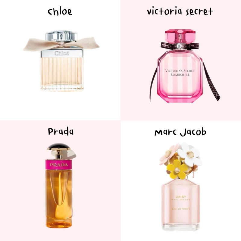 ราคาและรีวิว(น้ำหอมแบ่งขาย) รวมทุกกลิ่นของ Chloe, Victoria Secret, Prada,Marc Jacob