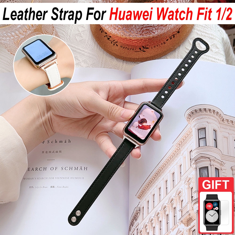 ภาพหน้าปกสินค้าสายนาฬิกาข้อมือ สายหนัง แบบเปลี่ยน สําหรับ Huawei Watch Fit 2/1