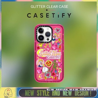 【Glitter Casetify】เคสโทรศัพท์มือถืออะคริลิคใส แบบแข็ง กันกระแทก ลายการ์ตูนเซเลอร์มูน สําหรับ iPhone14 13 12 11 Pro Max