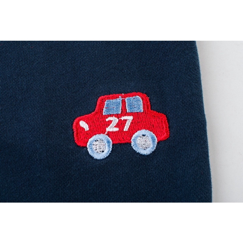 27kids-กางเกงขายาวเด็ก-5050-ปักรถสีแดง-สีกรม-สีเทา