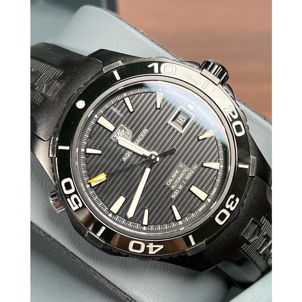 TAG Heuer Aquaracer Black Dial Black Rubber Titanium 41mm (WAK2180 ...