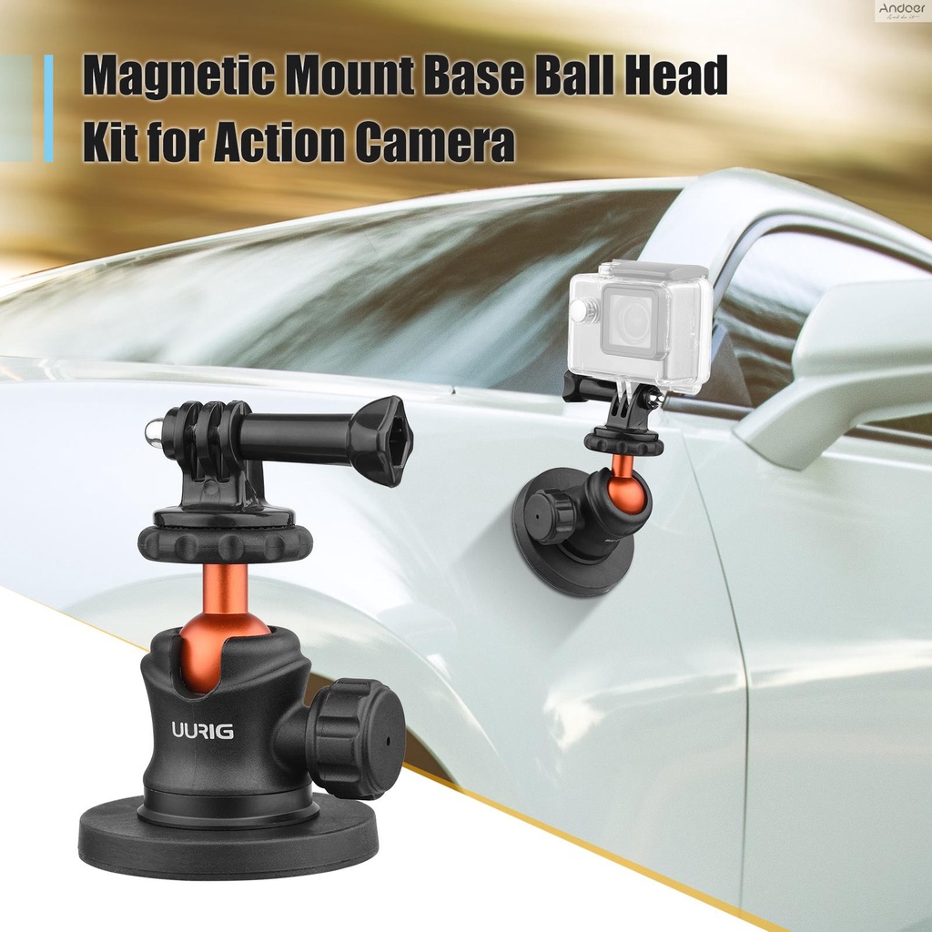 uurig-bh-07-mini-ball-head-camera-tripod-mount-1-4-inch-screw-with-magnetic-base-sports-camera-mount-adapter-replacement-for-dji-11-10-9-insta360-action-cameras