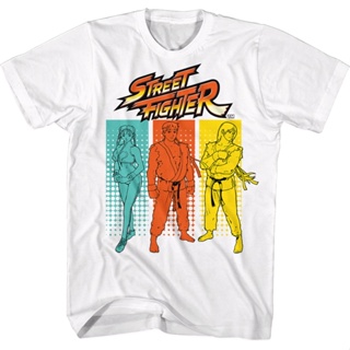 Halftone Rectangles Street Fighter T-Shirt เสื้อแฟชั่นผญ เสื้อยืดสวยๆ