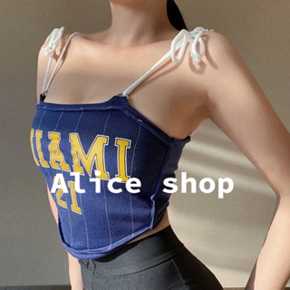 Alice  เสื้อครอป เสื้อกล้ามผู้หญิง สไตล์เกาหลี ปาดไหล่ 2022 ใหม่  คุณภาพสูง ทันสมัย Chic Unique S041021 36Z230909