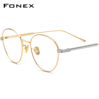 Fonex แว่นตา กรอบไทเทเนียม ทรงกลม สไตล์วินเทจ สําหรับผู้หญิงและผู้ชาย F85683