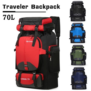 กระเป๋าเป้สะพายหลัง ขนาด 70L กระเป๋าเป้เดินป่า ใบใหญ่เหมาะสำหรับเดินป่าตั้งแคมป์ กันน้ำทนทานใส่สบาย Traveler Backpack