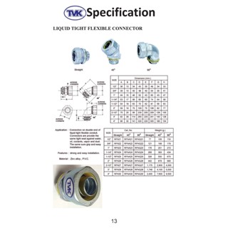 FLEXIBLE CONNECTOR R/T  YELLOW COLOR "TVK"   ***(ราคาต่อแพ็ค)***(สามารถออกใบกำกับภาษีได้ค่ะ)