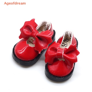 [Ageofdream] รองเท้าหนัง ประดับโบว์ ขนาดเล็ก 3.2 ซม. อุปกรณ์เสริม สําหรับตุ๊กตา
