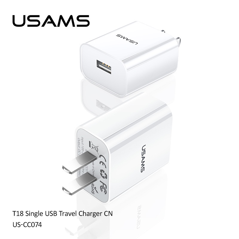 usams-ที่ชาร์จโทรศัพท์-ที่ชาร์จมือถือรูusb-ชาร์จเร็ว2aใช้ได้กับทุกยี่ห้อ-รุ่นt18