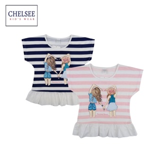 Chelsee เสื้อยืดคอกลม เด็กผู้หญิง รุ่น 237798 พิมพ์ลาย ผ้า Cotton 100% อายุ 2-10ปี เสื้อผ้าเด็กโต เสื้อผ้าแฟชั่นเด็ก