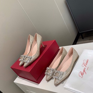 พรี​ ราคา3600 Roger Vivier หนังแกะ 1cm 6.5cm 10cmรองเท้าส้นสูง รองเท้าผู้หญิง34-40