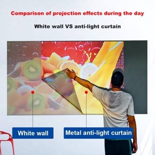 ภาพขนาดย่อของภาพหน้าปกสินค้าจอโปรเจคเตอร์ Simple Folding Metal Anti-Light Curtain 100-inch Portable Projector Home 4K HD Movie Curtain จากร้าน ibo11.th บน Shopee