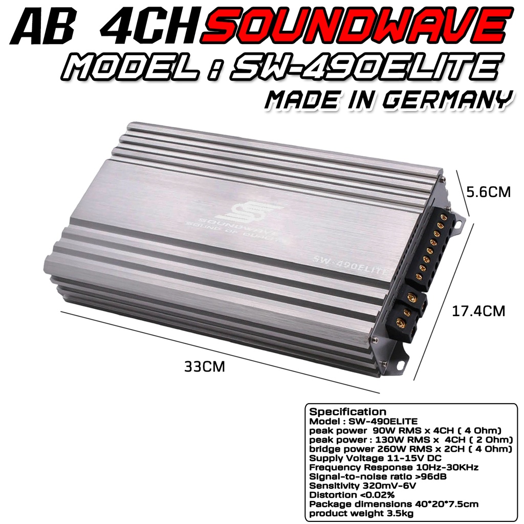 soundwave-class-ab-4ch-รุ่น-sw-490elite-made-in-germany-เพาเวอร์แอมป์-แอมป์ขยายรถยนต์-เพาเวอร์รถยนต์-เครื่องเสียงรถยนต์