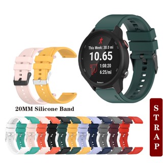 สายนาฬิกาข้อมือซิลิโคน สีเงิน สีดํา 20 มม. สําหรับ Garmin Forerunner 645 245 55 158 Venu Sq 2 Vivoactive 3 Music