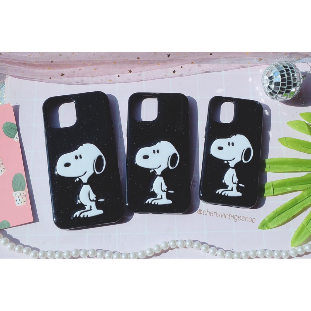 เคสกากเพชร-handmade-ทำเอง-ลายสนูปปี้-น่ารักมาก-เลือกพื้นสีกากเพชรได้-รับทำทุกรุ่น