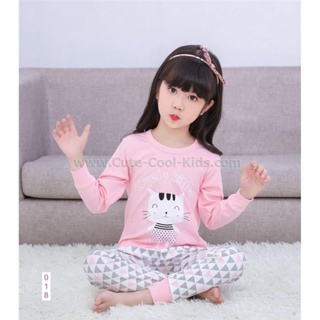 LGM-018-GM ชุดนอนเด็กแนวเกาหลี สีชมพู แมว 🚒 พร้อมส่ง ด่วนๆ จาก กทม 🚒