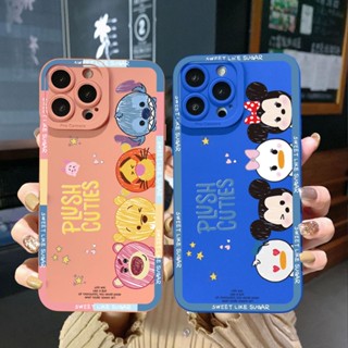 เคสโทรศัพท์มือถือ ขอบสี่เหลี่ยม ป้องกันรอยเลนส์กล้อง ลาย Stitch เป็ด หมีตลกน่ารัก สําหรับ OPPO A16 A15 A16E A16k A95 Reno6 Z 5G A94 A54 A74 4G A53 A76 A96 4G A12 A5S A7
