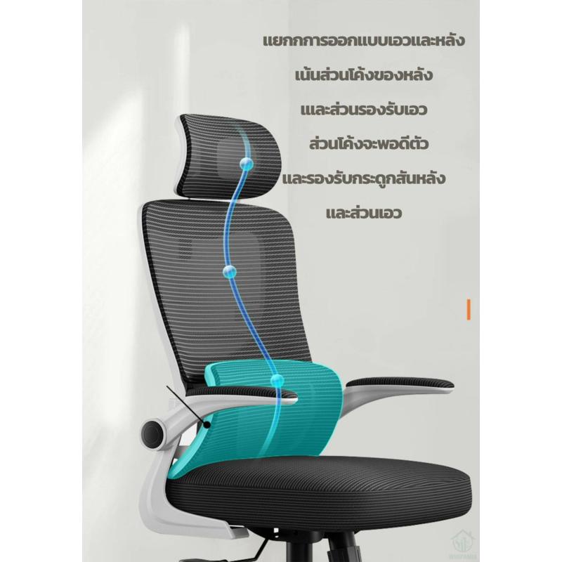 เก้าอี้สำนักงาน-office-chair-เก้าอี้ผู้บริหาร-พนักพิงสูงผ้าตาข่าย-หมุนได้-360องศา-ปรับความสูงได้