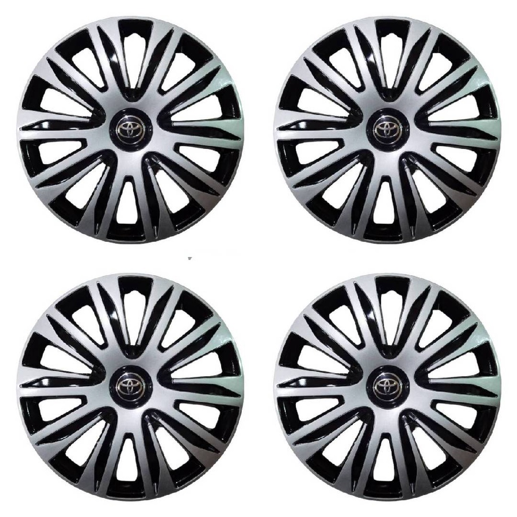 wheel-cover-ฝาครอบกระทะล้อ-ขอบ-r-14-นิ้ว-มีดุม-toyota-ดำเงิน-wc83-1-ชุด-มี-4-ฝา-มาร้านนี่จบในที่เดียว