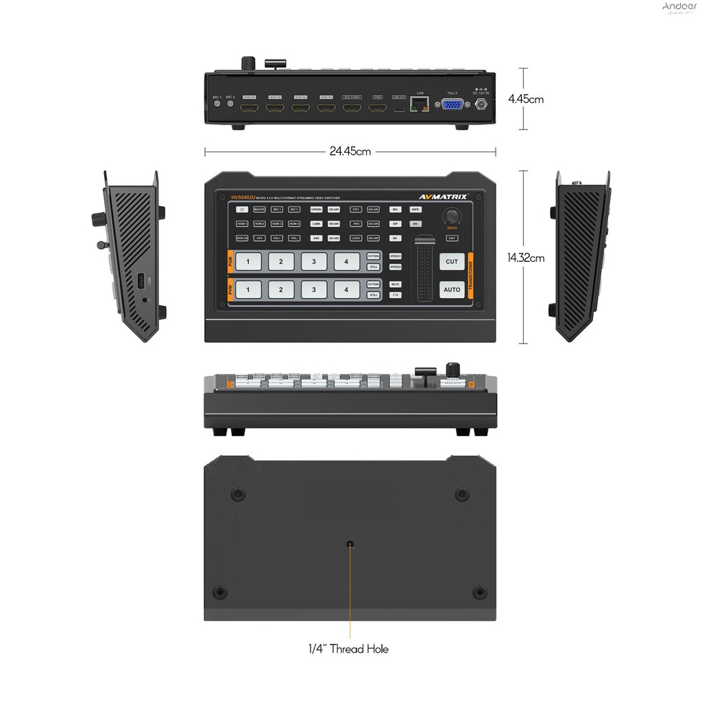 avmatrix-hvso402u-สวิตช์วิดีโอ-หลายฟังก์ชั่น-แบบพกพา-อินพุต-hdmi-4-ช่องทาง-พร้อมเอาท์พุต-hdmi-usb-type-c-สําหรับไลฟ์สตรีมมิ่ง-และรีโมตคอนโทรล