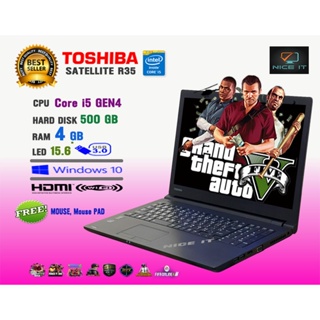 สินค้า โน๊ตบุ๊ค Notebook Toshiba Core i5 GEN4  (GTAV offline, Fifa4, Valorant, ROV,  Freefire, Roblox, Sim4, PB, SF เล่นได้)