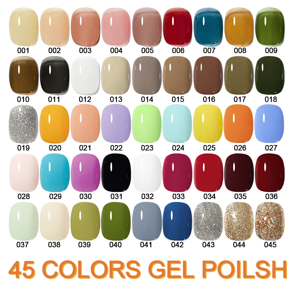 ราคาและรีวิวสีเจล เจลทาเล็บ สีเจลทาเล็บ 45 Colors Nail gel polish สีสวย UV/LEDสีเจล สีทาเล็บเจล แแบบต้องอบ (ต้องใช้เครื่องอบ)