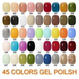 เช็ครีวิวสินค้าสีเจล เจลทาเล็บ สีเจลทาเล็บ 45 Colors Nail gel polish สีสวย UV/LEDสีเจล สีทาเล็บเจล แแบบต้องอบ (ต้องใช้เครื่องอบ)