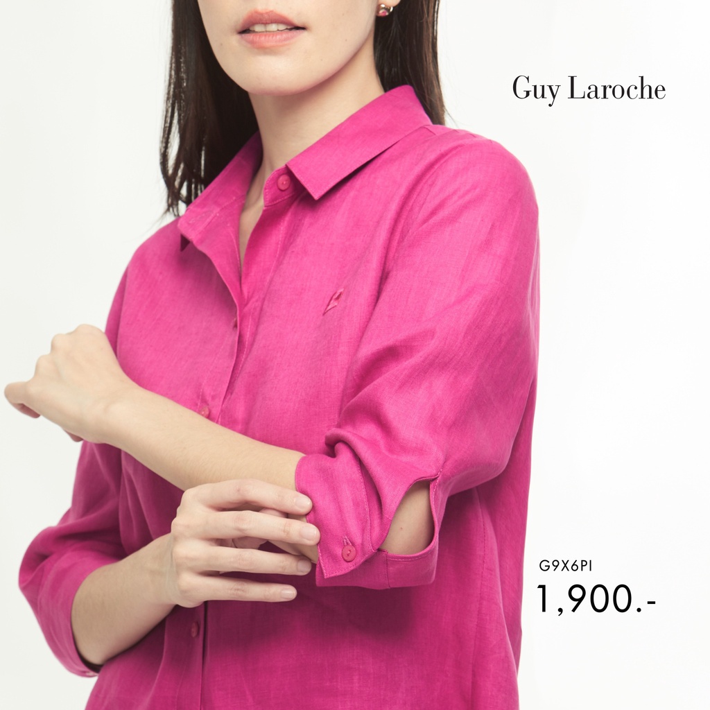 guy-laroche-เสื้อเชิ้ตผู้-หญิง-มีปก-แขนยาว-สีชมพู-linin-shirt-g9x6pi