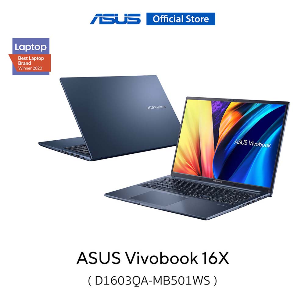 ภาพหน้าปกสินค้าASUS VivoBook 16 (D1603QA-MB501WS), 16 inch thin and light laptop, WUXGA, Ryzen 5 5600H, 8 GB DDR4, 512GB M.2 PCIe 3.0 SSD จากร้าน asus_officialstore บน Shopee