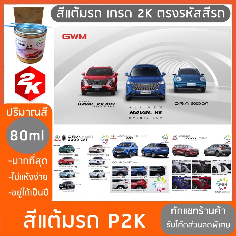สีแต้มรถ GWM รุ่น ORA GOODCAT HAVAL H6 JOLION สีแต้มรถยนต์ ยี่ห้อ P2K ...