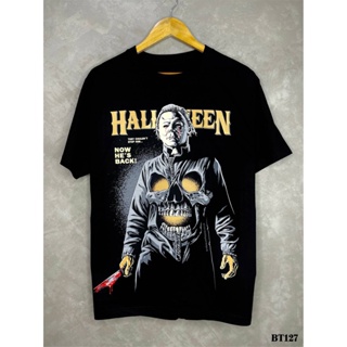 Halloweenเสื้อยืดสีดำสกรีนลายBT127