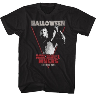 Michael Myers Is Coming Home Halloween T-Shirt เสื้อขาว เสื้อแฟชั่นผญ