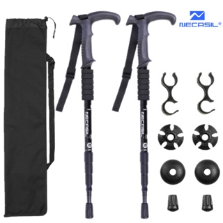 2pcs/lot Trekking poles walking stick hiking nordic walking cane Aluminum ski camp telescopic baton outdoor crutches T-h