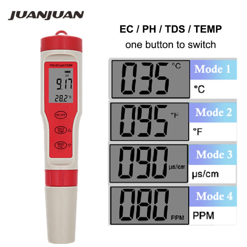 เครื่องวัดค่าน้ำ-4-in-1-waterproof-tds-ph-ec-temperature-meter-ที่ตรวจสอบค่าความเป็นกรด-ด่าง-เครื่องวัดค่าน้ำ-อุปกรณ์วัด