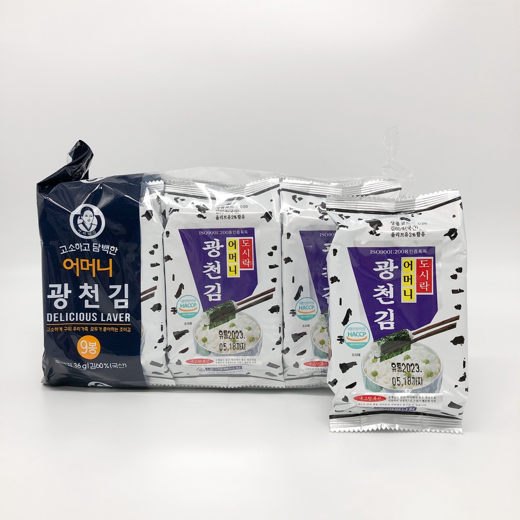 ภาพสินค้าสาหร่ายเกาหลี  KOREA SEAWEED 3 ห่อ - 9 ห่อ นำเข้าจากเกาหลี 어머니김 สาหร่ายห่อข้าว สาหร่ายปรุงรส จากร้าน 17kshopbkk บน Shopee ภาพที่ 2