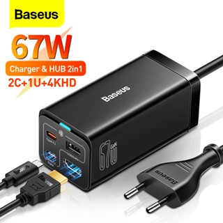 Baseus 2 in 1 ฮับ Type C เป็น HDMI 67W GaN5 Pro USB C ชาร์จเร็ว สําหรับ Samsung Xiaomi Huawei Macbook iPad