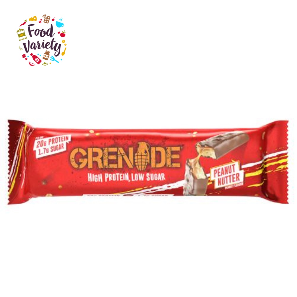 ภาพหน้าปกสินค้าGrenade High Protein Bar Peanut Nutter 60g เกรนเนต โปรตีนบาร์ผสมเนยถั่ว น้ำตาลต่ำ 60g
