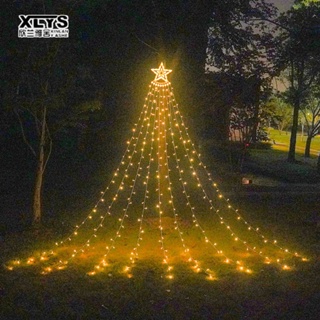 XIN LAN YA SHE LED คริสต์มาสต้นคริสต์มาสโคมไฟแขวนไฟกลางแจ้งตกแต่งภายในสนามควบคุมระยะไกลโคมไฟพลังงานแสงอาทิตย์