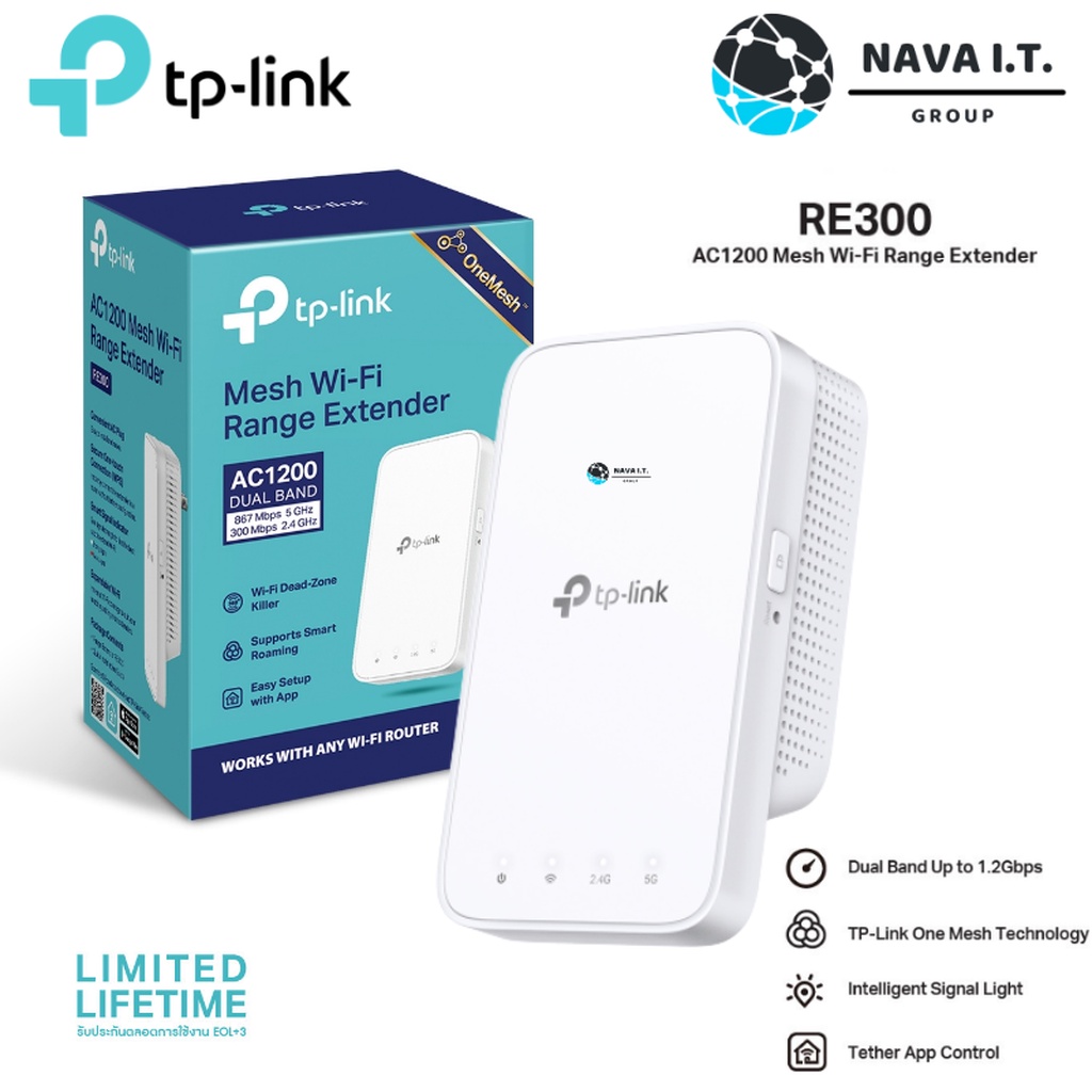 ภาพหน้าปกสินค้า️ส่งด่วนใน1ชม.ทักแชท ️ TP-LINK RE300 AC1200 Mesh Wi-Fi Range Extender รับประกันตลอดอายุการใช้งาน จากร้าน nava.it บน Shopee