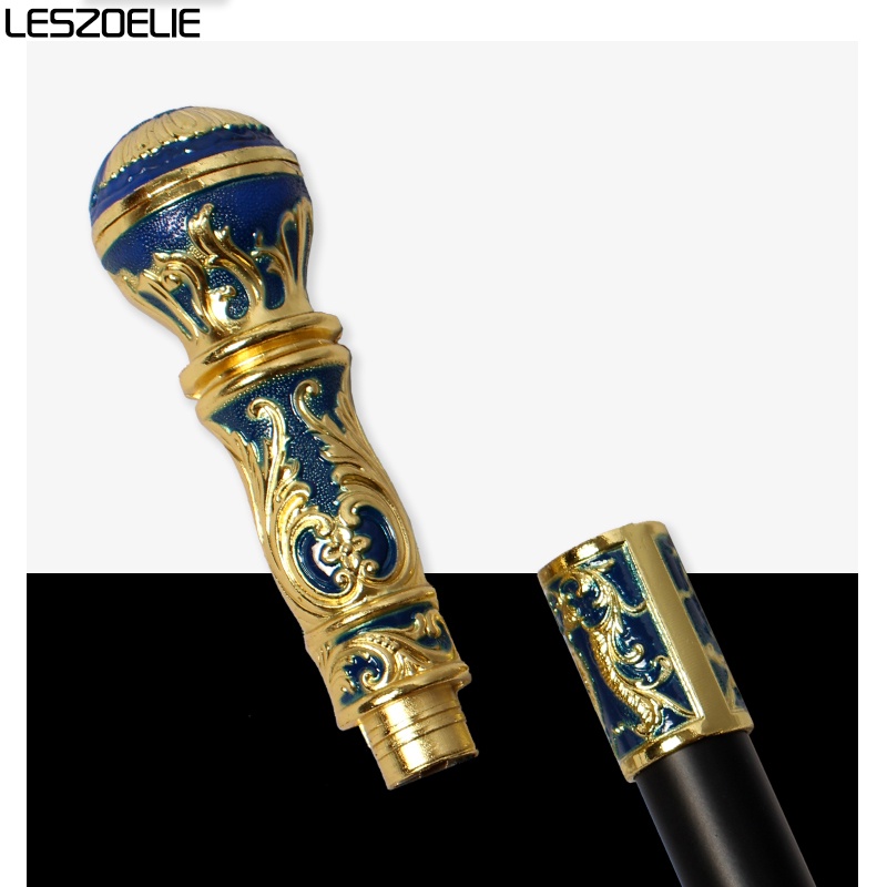 express-shipping-men-luxury-gold-with-blue-one-piece-fashion-knobs-walking-stick-women-party-decorative-elegant-walking