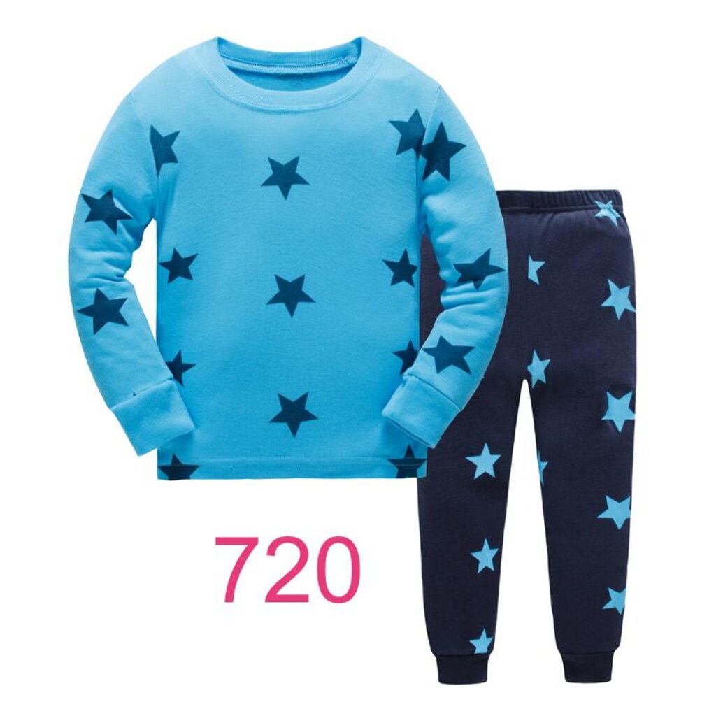 l-hub-720-ชุดนอนเด็กผู้ชาย-ผ้าเนื้อบางนิ่ม-สีฟ้า-ลายstar-พร้อมส่งด่วนจาก-กทม