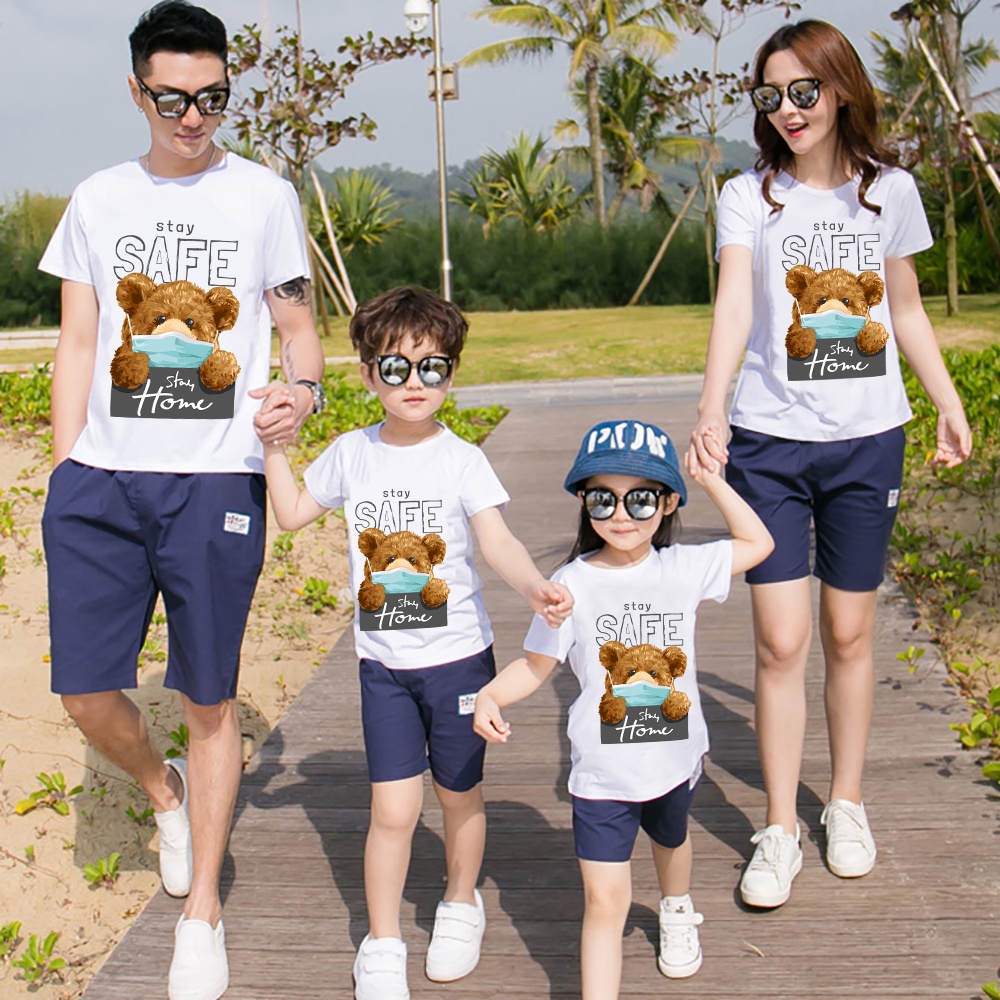 stay-safe-teddy-bear-print-t-shirt-family-pack-เป็นของขวัญที่ดีที่สุดสำหรับเด็กๆ