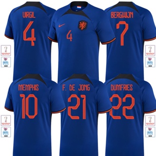เสื้อกีฬาแขนสั้น ลายทีมชาติฟุตบอล Netherlands 2022-23 ไซซ์ S-4XL 22-23