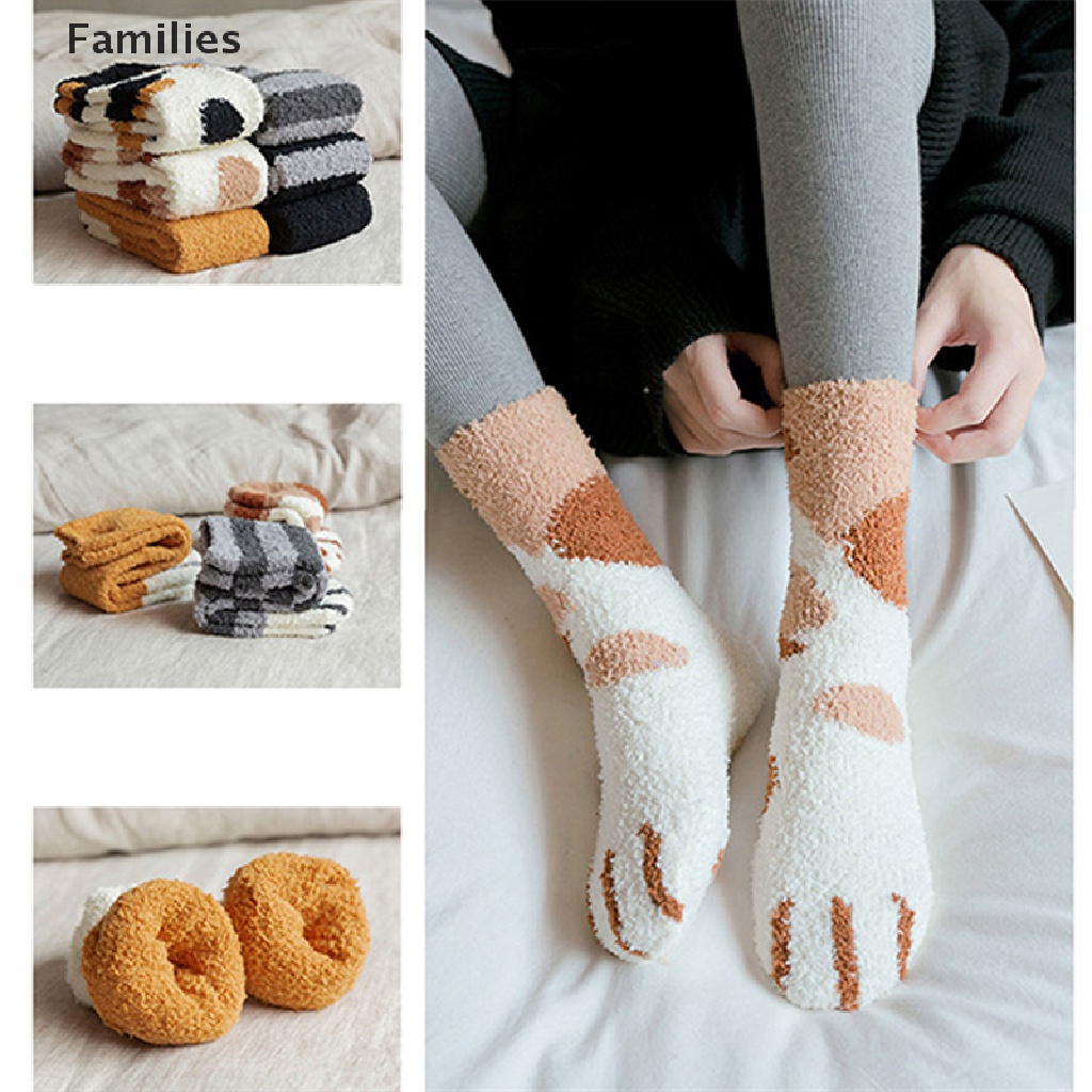 families-gt-ถุงเท้าแฟชั่น-ลายการ์ตูนอุ้งเท้าแมว-3d-น่ารัก-หนา-สําหรับผู้หญิง