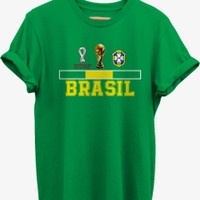 แฟชั่นคลาสสิกเสื้อยืด พิมพ์ลาย Brazil World Cup Qatar 2022